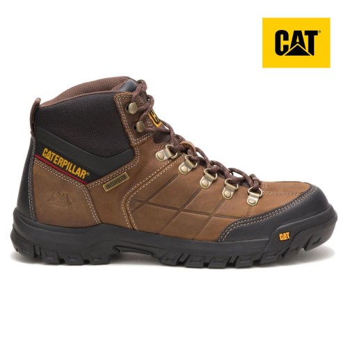 CAT Threshold Waterproof Men's Work Boots Brown (AU S-148) Australia